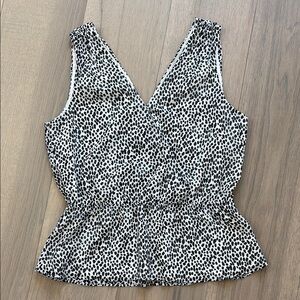 Banana Republic Black and White Peplum Tank Top
